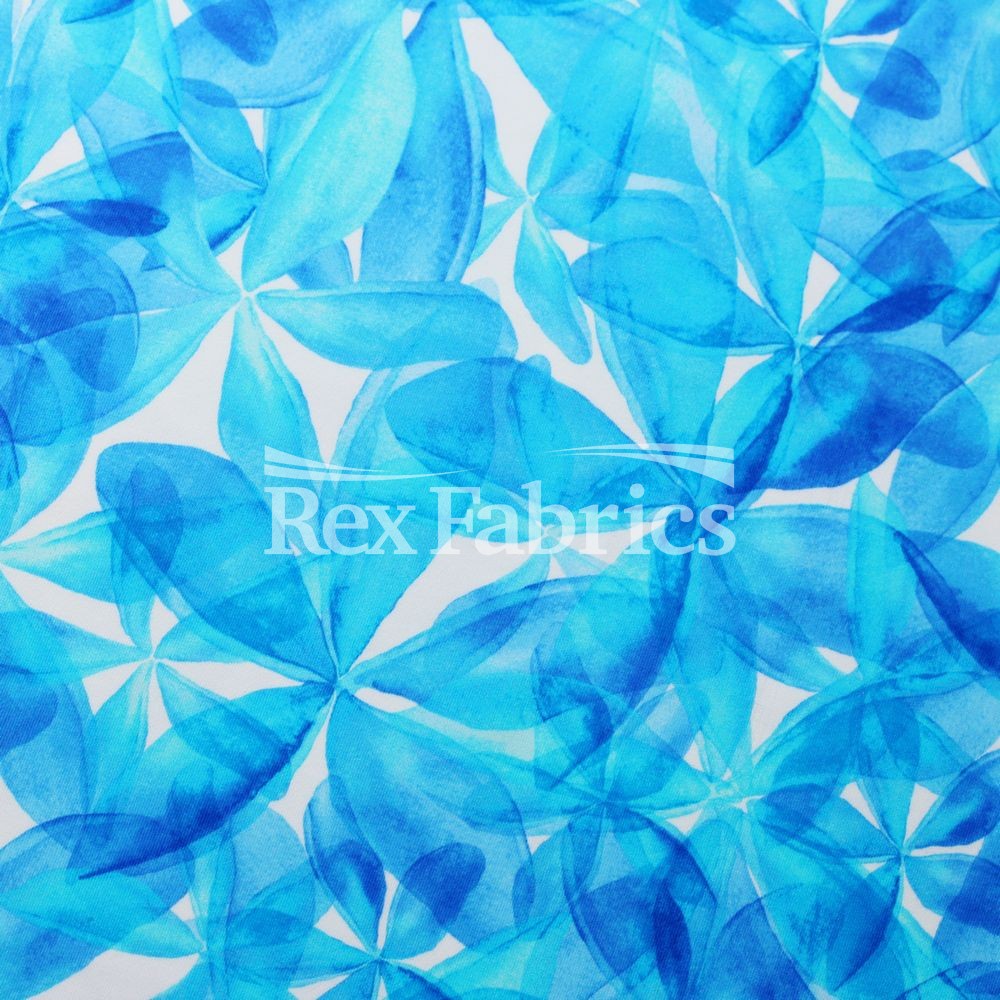 Plumeria Nylon Spandex Fabric - Black/White, Blue/White, Pink/White Floral Print, 58/60" Width (1 Yard)