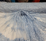 Beaded Lace Embroidery Sky Blue