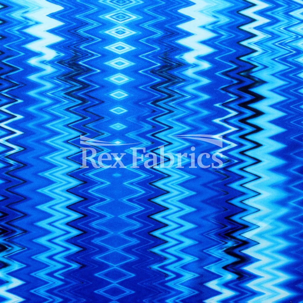 Earth-NYKS Polyester Spandex Fabric - Multicolor Chevron Zigzag, 58/60" Width (1 Yard)
