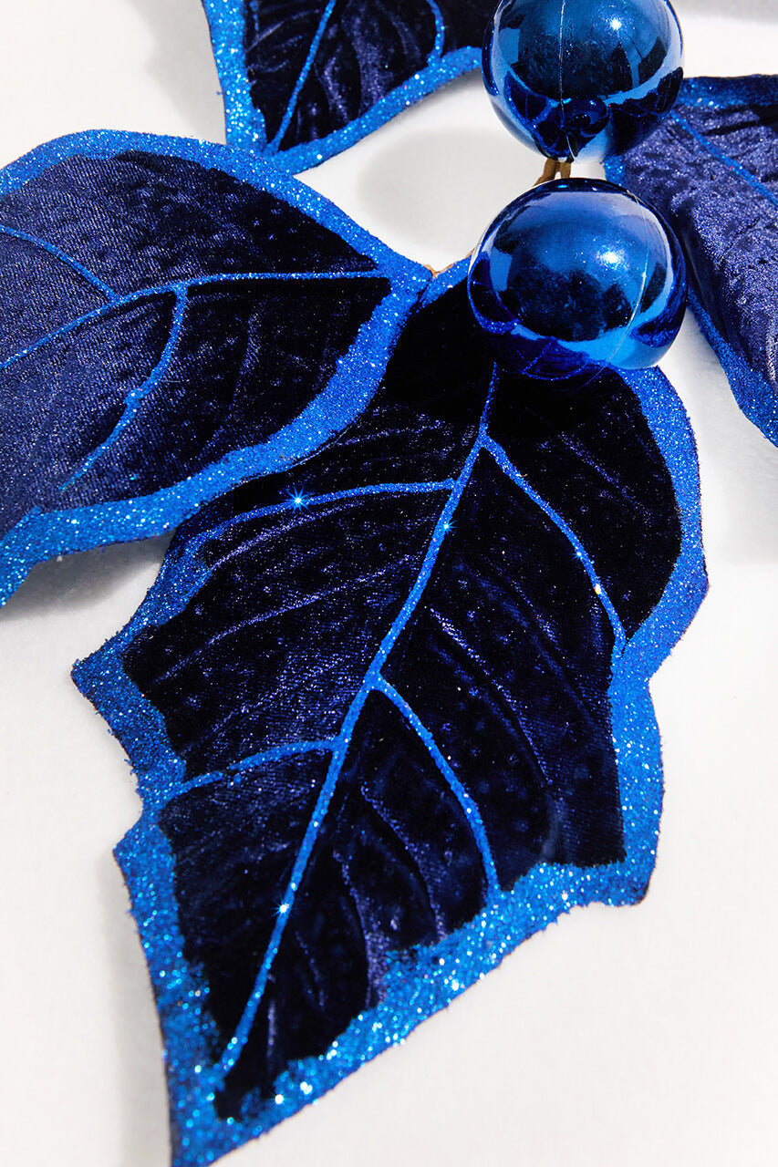 5' Holly Leaves Garland - Royal Blue