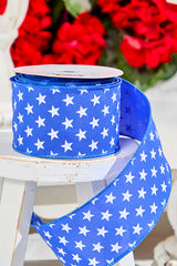 2.5" x 10 Yards Stars on Blue Ribbon