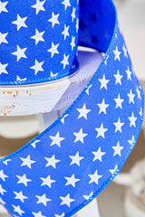 2.5" x 10 Yards Stars on Blue Ribbon