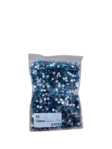 Small Bag Glue On Rhinestones Flat Back Rhinestone Fabric - Blue Ziron, 2MM To 6MM Sizes (1 Bag)