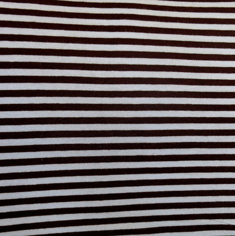 Cotton Lycra Brown and Blue 3/16" Stripe Knit Fabric
