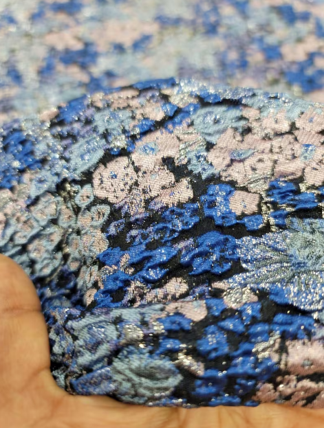Brocade Jacquard Floral Textured Royal Blue