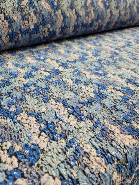 Brocade Jacquard Floral Textured Royal Blue