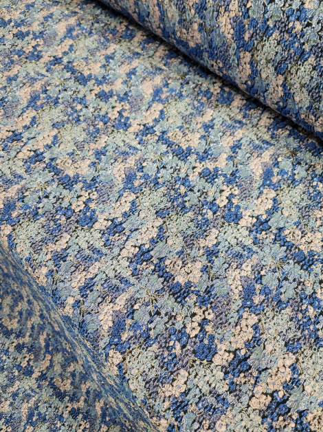 Brocade Jacquard Floral Textured Royal Blue