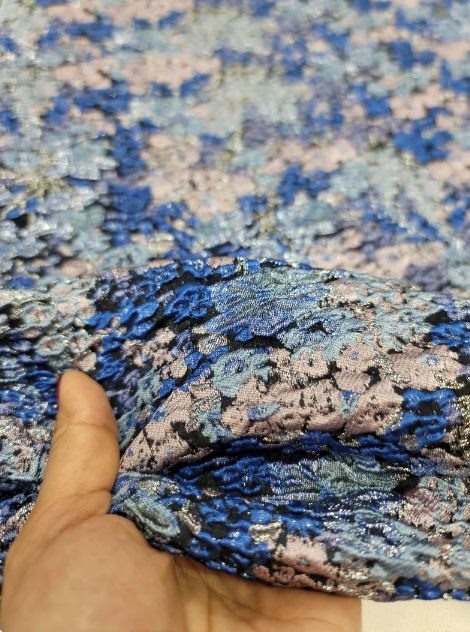 Brocade Jacquard Floral Textured Royal Blue