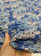 Brocade Jacquard Floral Textured Royal Blue