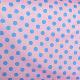 Nylon Spandex Swim Knit Blue Polka Dots Pink