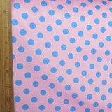 Nylon Spandex Swim Knit Blue Polka Dots Pink