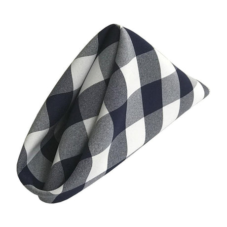 (12 / Pack) White Navy Blue 18″ Checkered Polyester Napkin