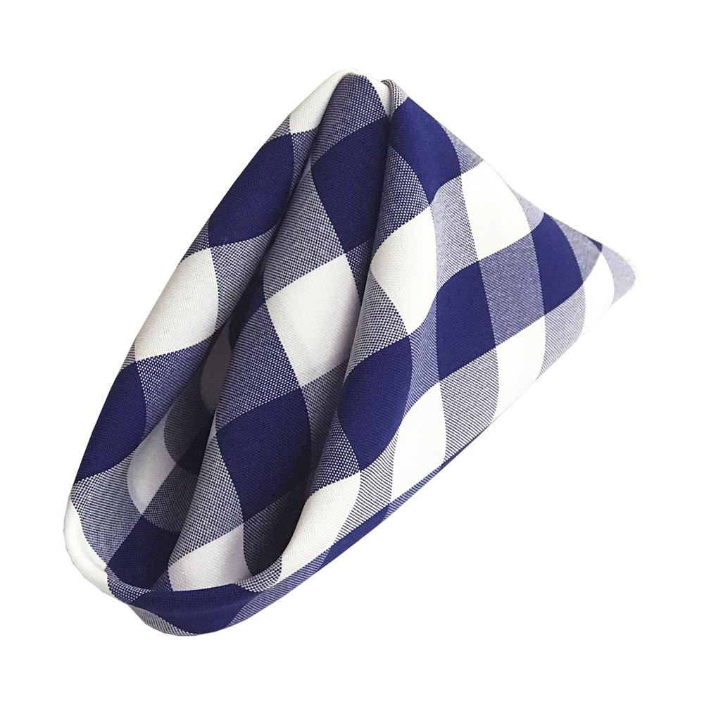 (12 / Pack) White Royal Blue 18″ Checkered Polyester Napkin