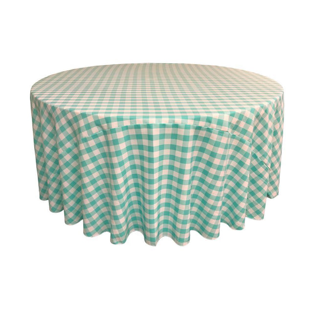 Mint Polyester Checkered Round 120″