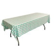 White Mint Gingham Checkered Polyester Rectangular Tablecloth 90″ x 132″
