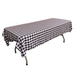 White Navy Blue Gingham Checkered Polyester Rectangular Tablecloth 90″ x 132″