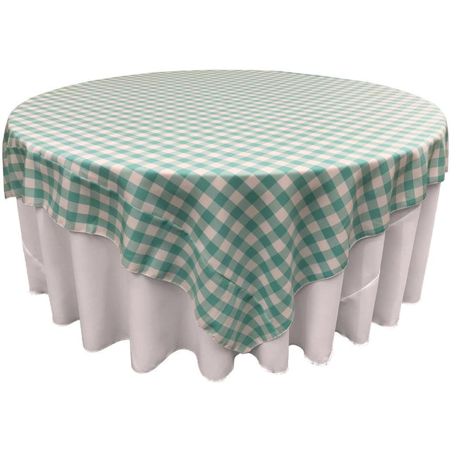 White Mint Checkered Square Overlay Tablecloth Polyester 72″ x 72″