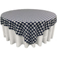 White Navy Blue Checkered Square Overlay Tablecloth Polyester 72″ x 72″