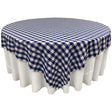 Blue White Checkered Square Overlay Tablecloth Polyester 60″ x 60″