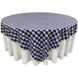 White Royal Blue Checkered Square Overlay Tablecloth Polyester 72″ x 72″