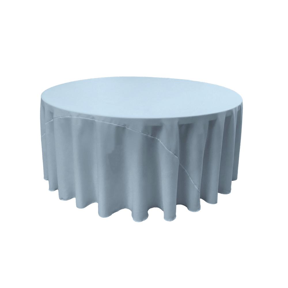 Light Blue 100% Polyester Round Tablecloth 108″