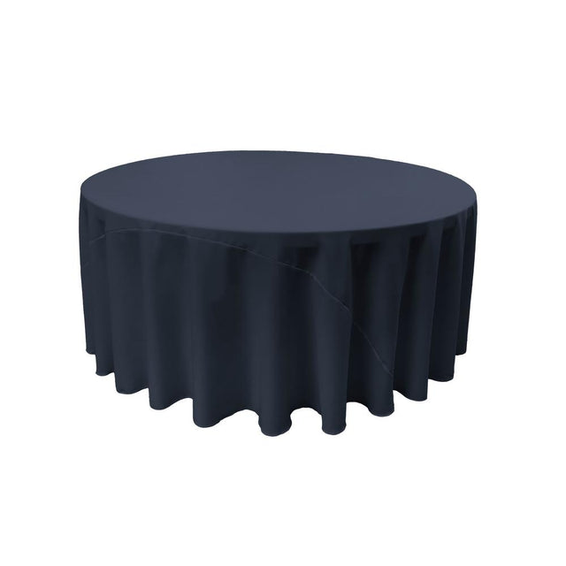 Navy Blue 100% Polyester Round Tablecloth 108″