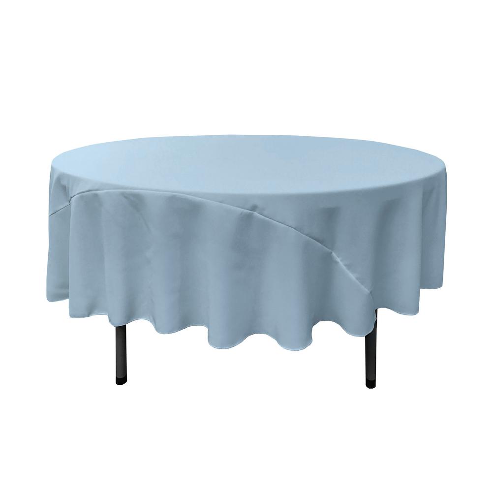 90″ Light Blue Polyester Round Tablecloth
