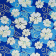 Microfiber Boardshort Fabric Blue White Yellow Hibiscus Floral on Royal