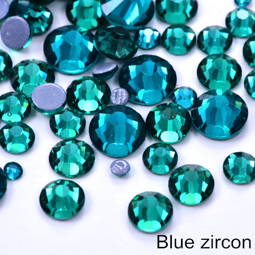 Small Bag Glue On Rhinestones Flat Back Rhinestone Fabric - Blue Ziron, 2MM To 6MM Sizes (1 Bag)
