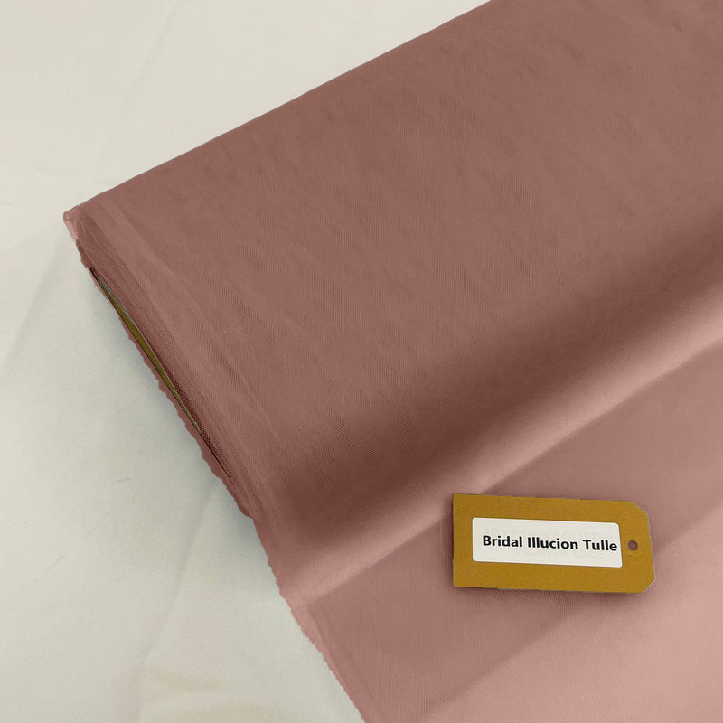 Bridal Illusion Tulle Polyester Fabric - Blush Sheer, 108" Width (1 Roll)