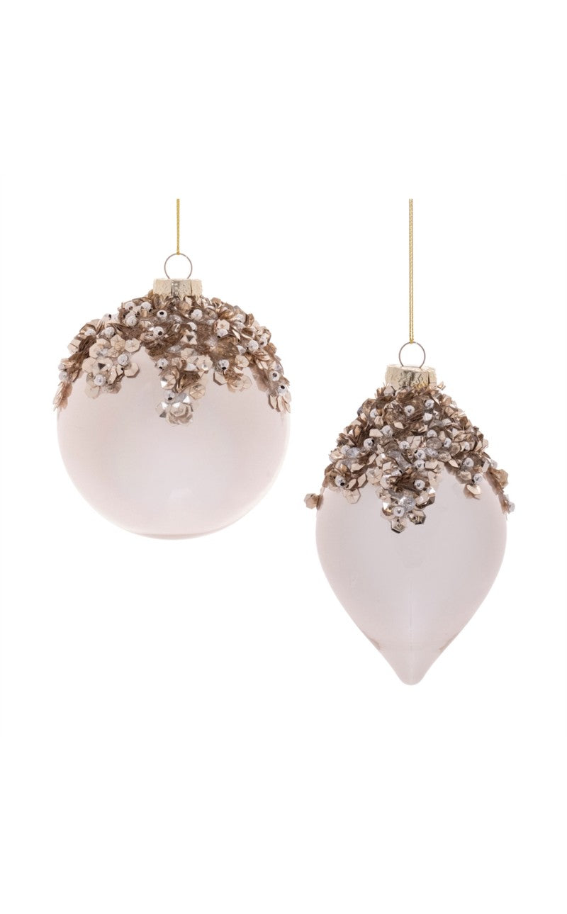 4” Blush Glass Sequin Ornament