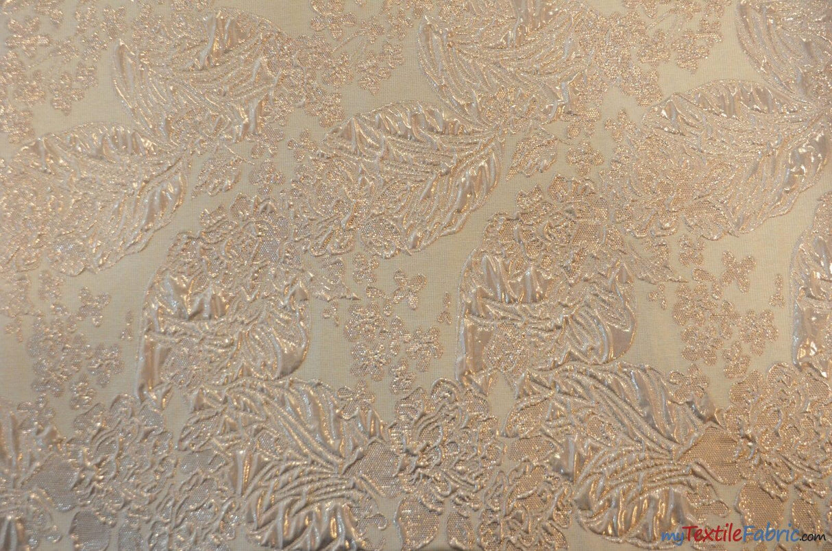 Botanical Bubble Metallic Jacquard Fabric - Metallic Vein Criss Cross Pattern, 54" Width, 4 Colors Available
