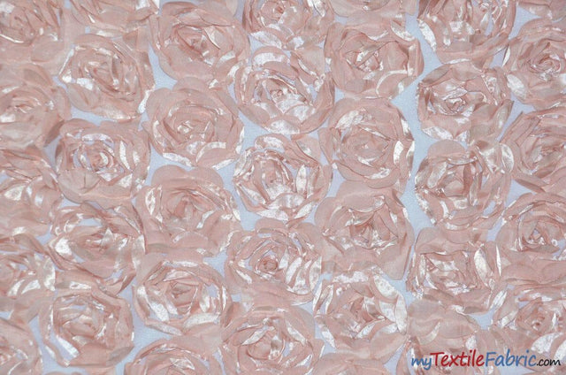 Rosette Satin Bordeaux Polyester Fabric - 3D Floral Satin Embroidered On A Mesh, Bordeaux, 52" Width (1 Yard)