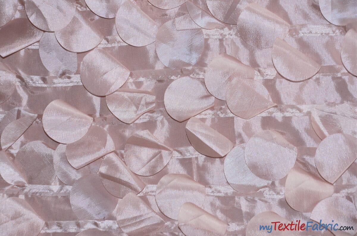 Petal Taffeta Polyester Fabric - Round Petal Texture, 57" Width, Multiple Colors (1 Yard)