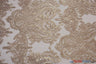 Medallion Bridal Lace Polyester Fabric - Sequins Damask Embroidery, Sheer White, 52" Width (1 Yard)