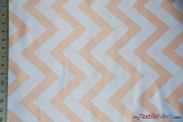 Chevron Lamour Satin Polyester Fabric - Chevron Print, 58/60" Width, Multiple Colors (1 Yard)