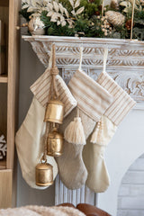 Beige Burlap Stocking with Tassel