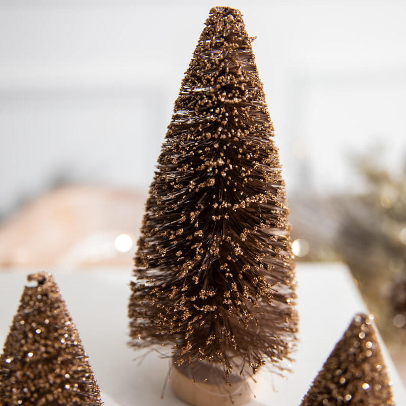 6 Inch Champagne Bottle Brush Tree Decorative Christmas Tabletop Tree