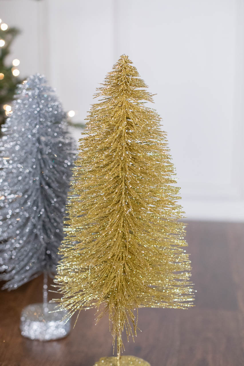 15" Large Metallic Bottle Brush Tree