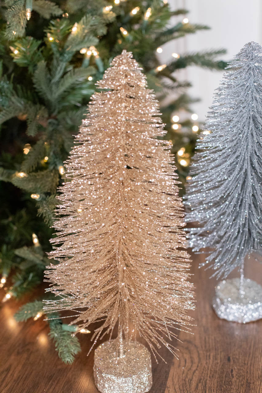 15" Large Metallic Bottle Brush Tree
