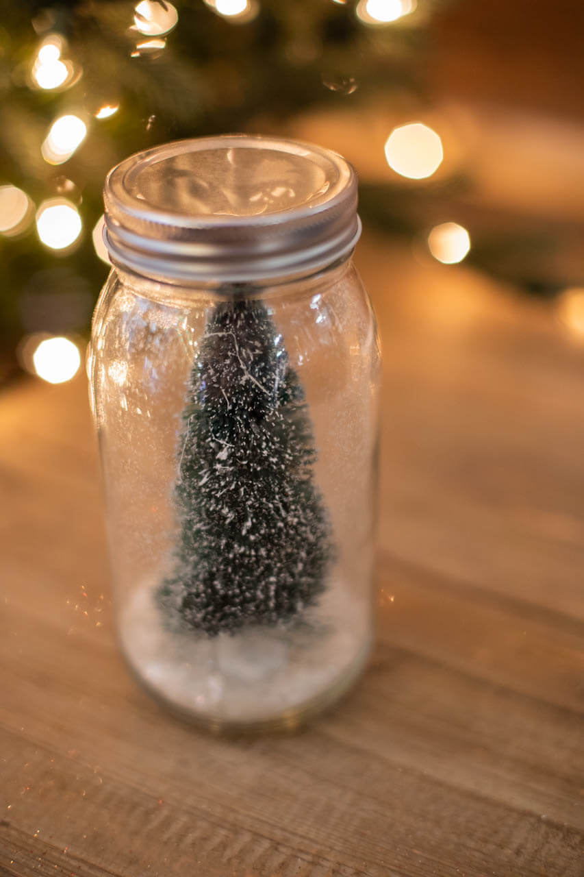 Vintage Bottle Brush Tree In Jar with Snow