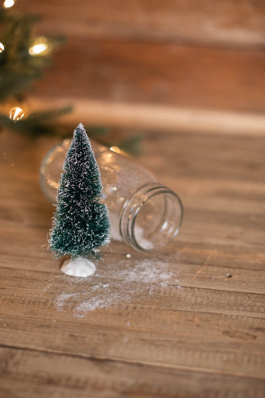 Vintage Bottle Brush Tree In Jar with Snow