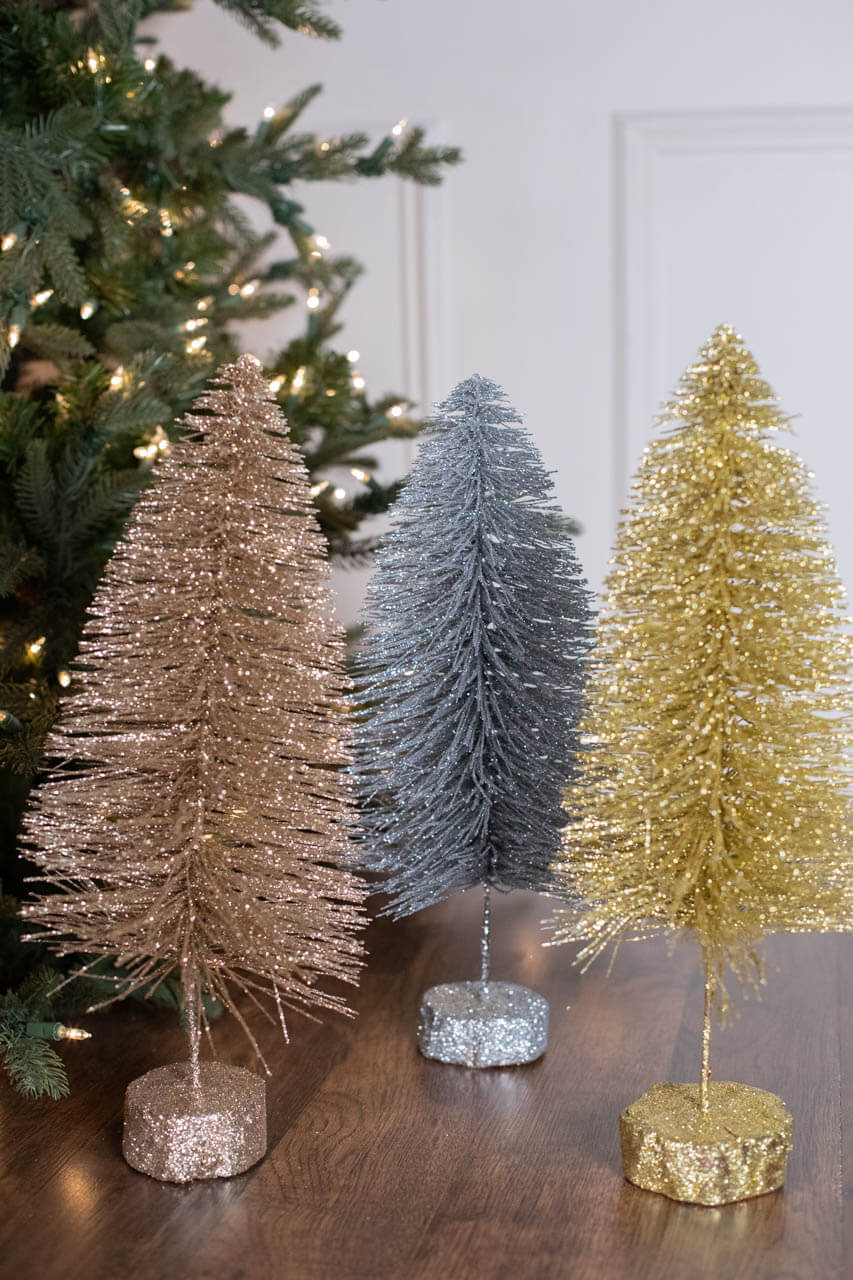 15" Large Metallic Bottle Brush Tree