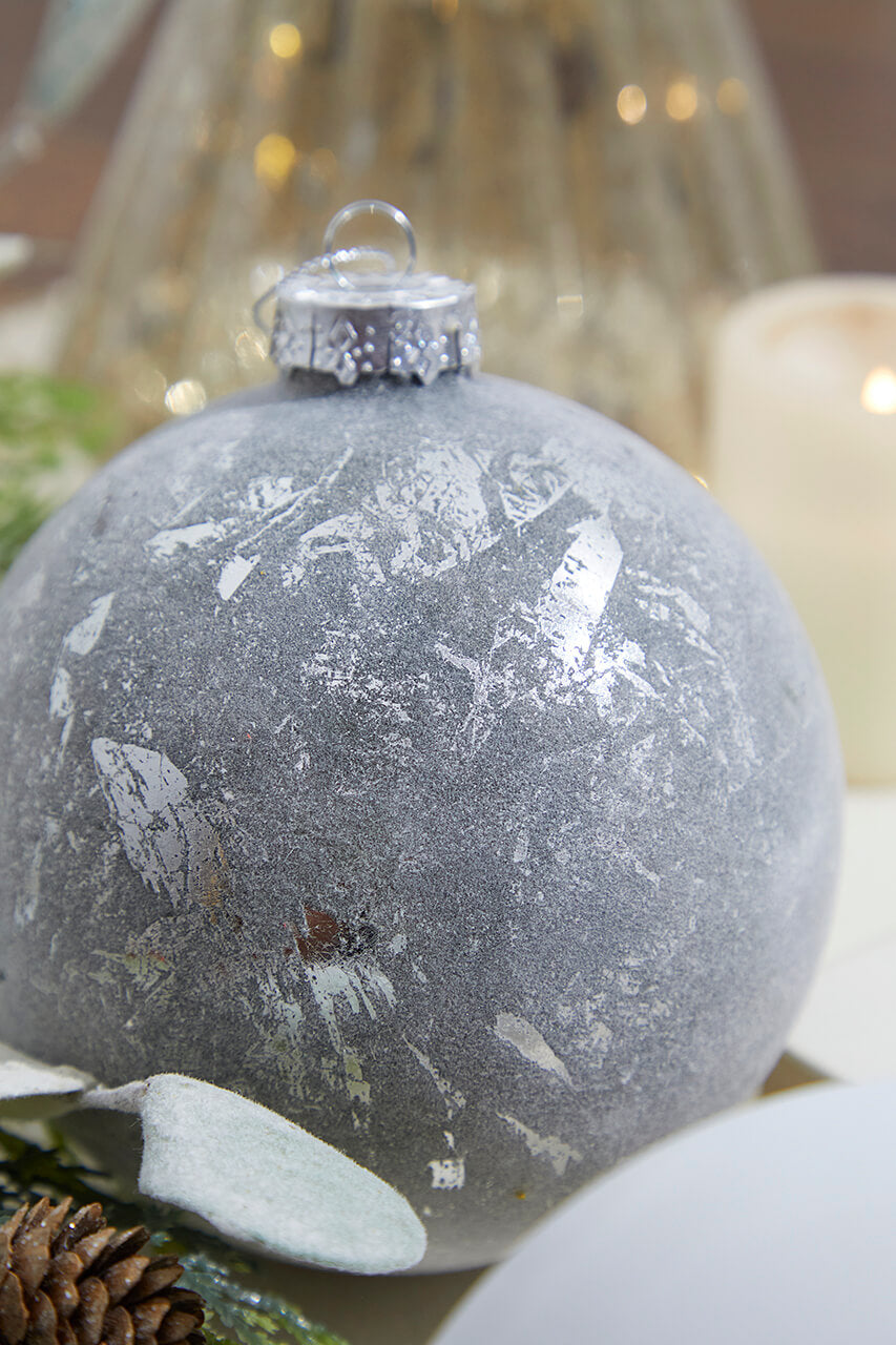 5" Frosted White Christmas Ball Ornaments - Set of 6