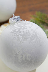 5" Frosted White Christmas Ball Ornaments - Set of 6
