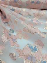 Brocade Floral Organza Fabric Lavender Blue