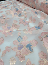 Brocade Floral Organza Fabric Lavender Blue