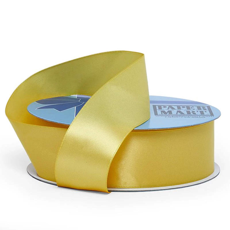 Glossy Satin Ribbon for Bridal Packaging 7/8 '' X 100 yd Single Faced 1 / roll Butter