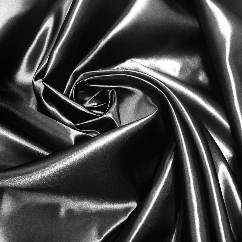 Black Bridal Satin Fabric - Black, 58"-60" Width (1 Yard)