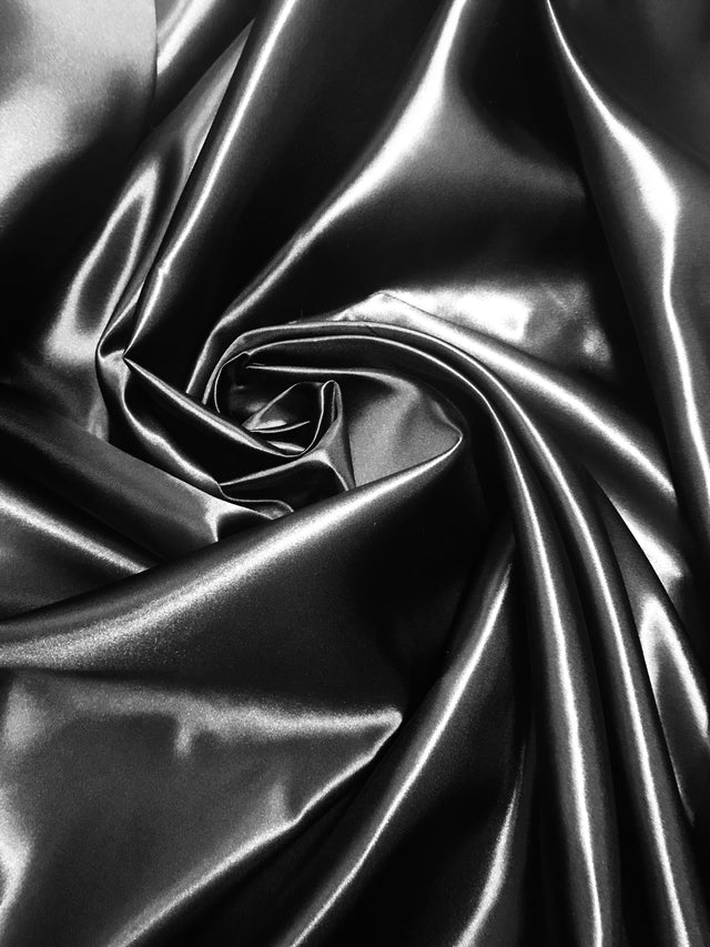 Black Bridal Satin Fabric - Black, 58"-60" Width (1 Yard)